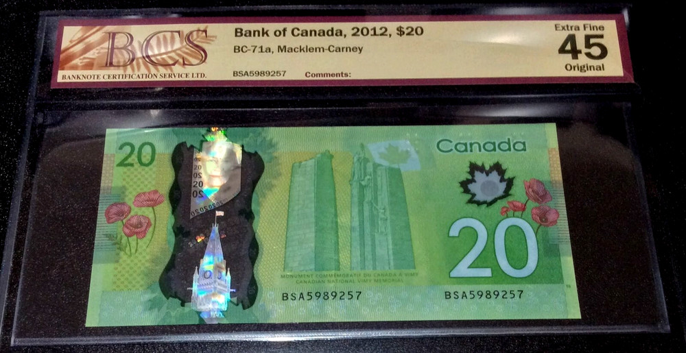 ERROR Unique Blue Green Tint Coloring on Back only 🍁 Canada 2012🍁 BCS CERT