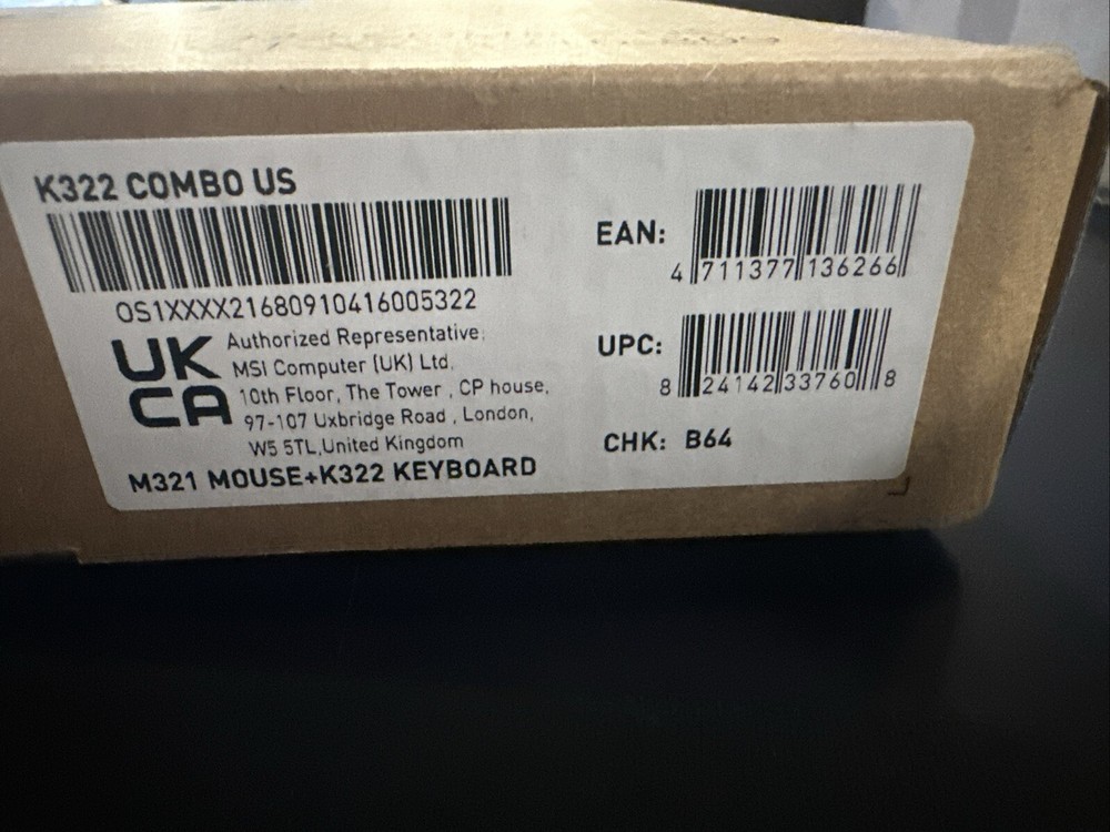 MSI K322 COMBO US keyboard And Mouse