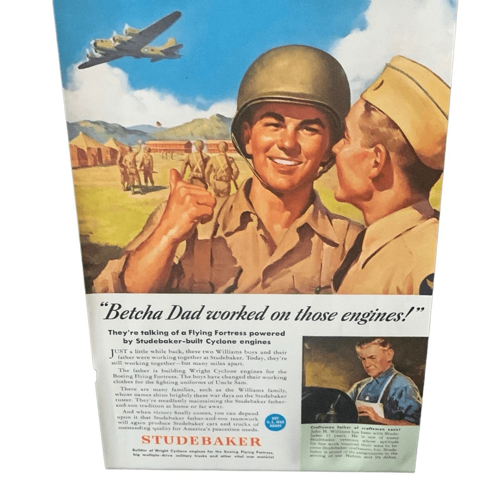 Vintage 1943 Studebaker Dad Worked on Those Engines Ad Advertisment