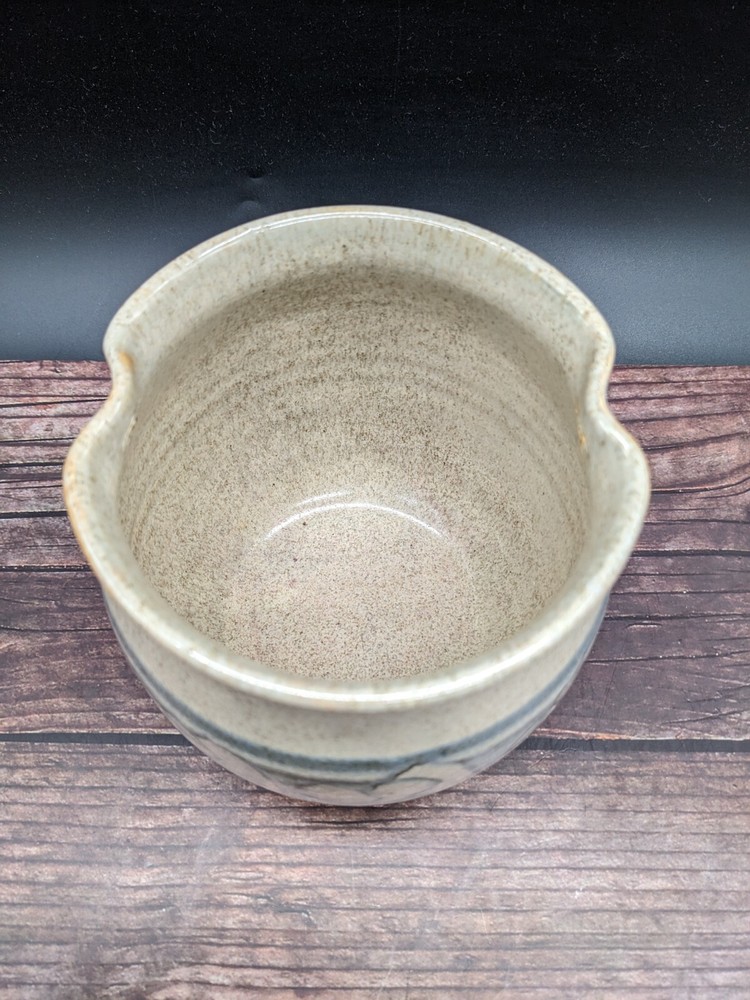 Handmade Studio Pottery Hanging Basket Planter Gray Blue JWC
