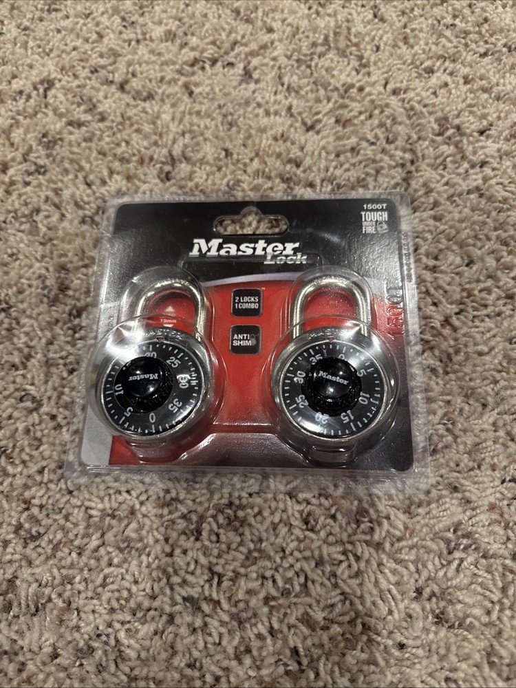 Master Lock 1500T Locker Lock Combination Padlock, 2 Pack, Black