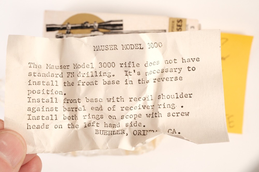 H227 Buehler Scope Mount Base Code M3 Mauser Model 3000 2 Piece