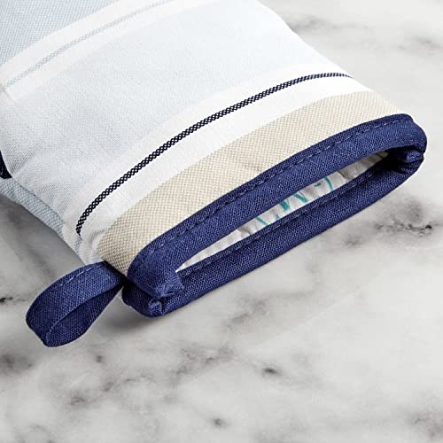 Thin Stripe Mini Oven Mitt 2-Pack Set, Blue, 5.5"X8"