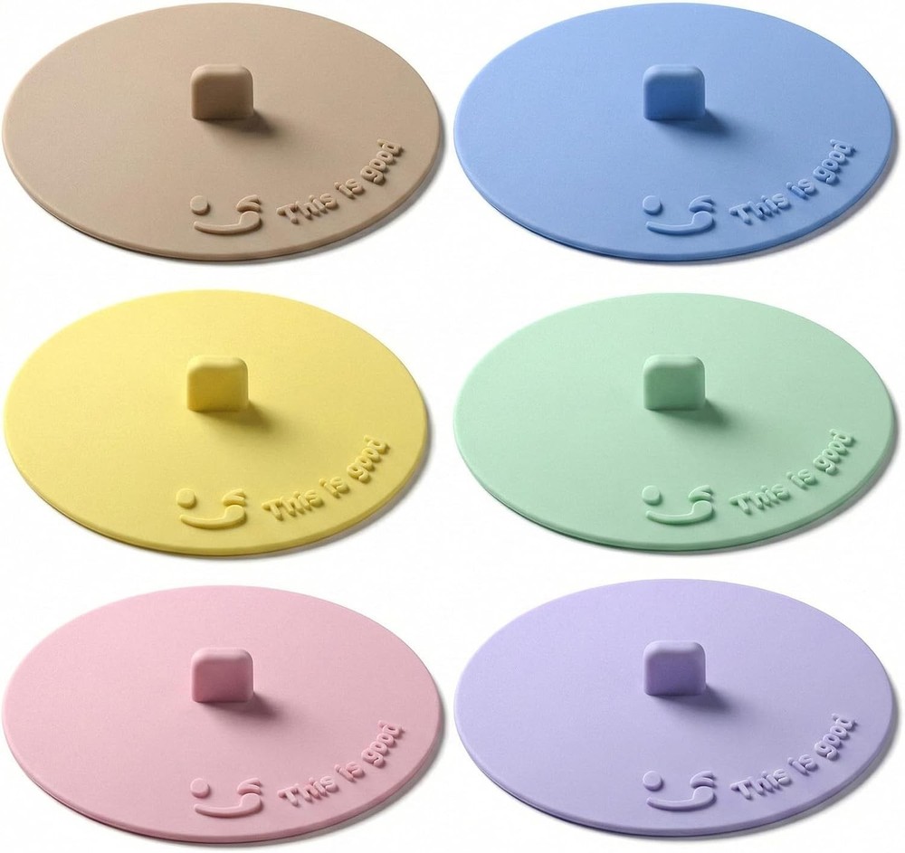 Silicone Cup Covers for Drinks, Multicolored Anti-Dust Cup Lids, Cute Reusabl...