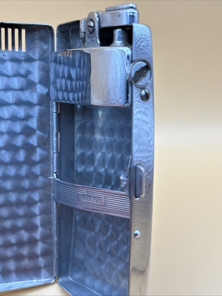 Vintage Ronson “Pal” Cigarette lighter/Case Brown Not Tested