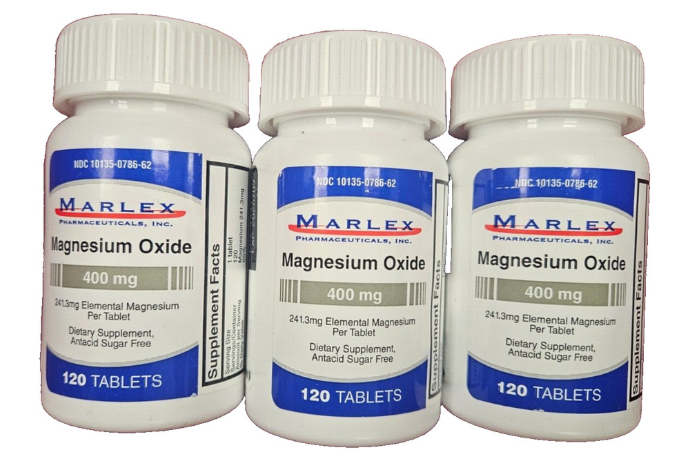 MARLEX Magnesium Oxide 400mg 120ct white -- ( 3 pack )