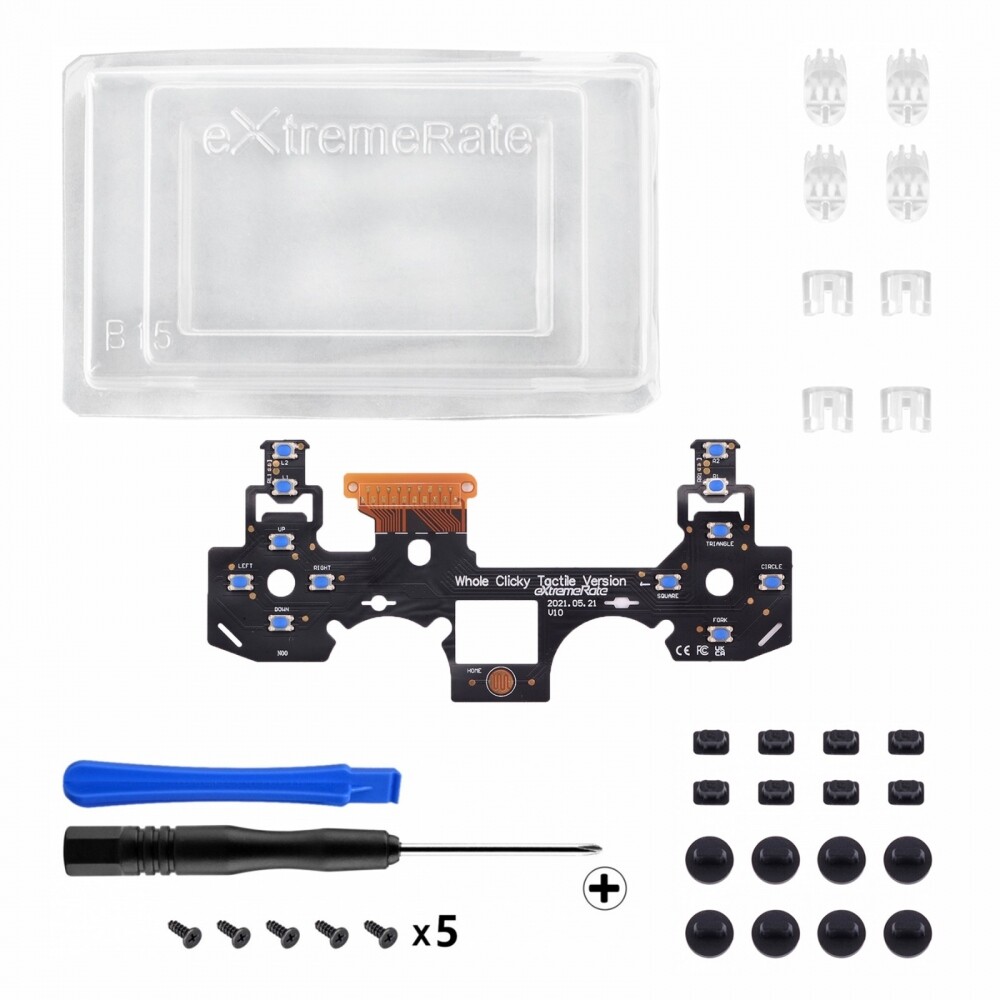Custom WHOLE TACTILE Clicky Kit for P S 4 Controller Shoulder Face Dpad Buttons