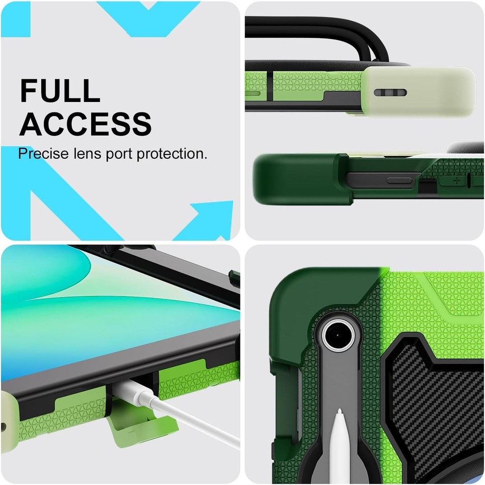 Case for Galaxy Tab S10 Lite 10.9" with 360° Rotating Strap & Kickstand, Shockpr