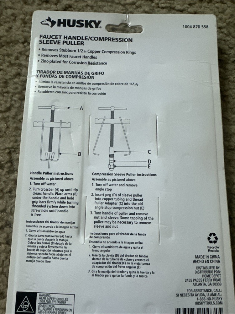 Husky Faucet Handle and Sleeve Puller