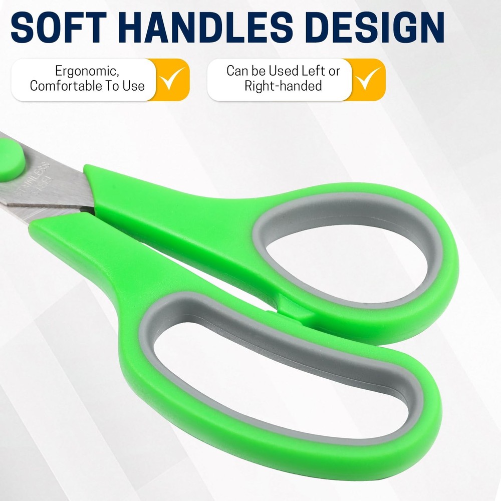 5Pack, 8" Scissors All Purpose ComfortGrip Handles Sharp Scissors for Office ...