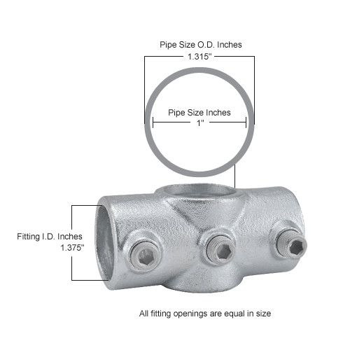 1" Size Two Socket Cross Pipe Fitting (1.375" Fitting I.D.)