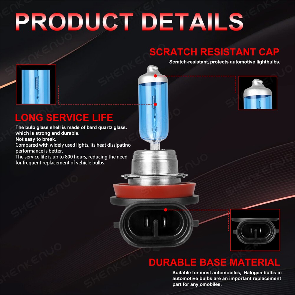 H11 White Low Beam Headlight LED Light Bulbs For 2009-2013