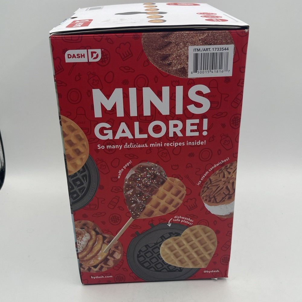 DASH Mini Waffle Maker & 7 Interchangeable Holiday Pattern Plates NEW OPEN BOX