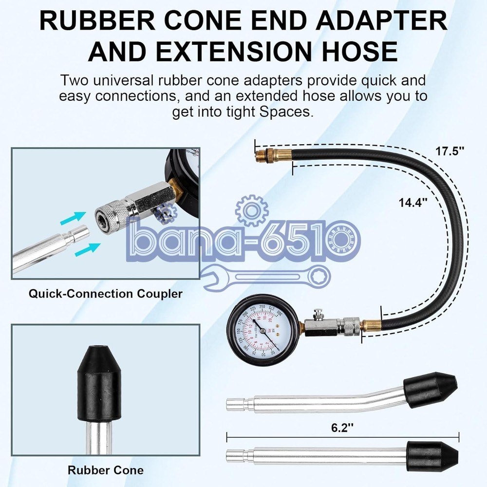Petrol Engine Cylinder Compression Tester Kit for Automotive Motorcycle Tool NEW