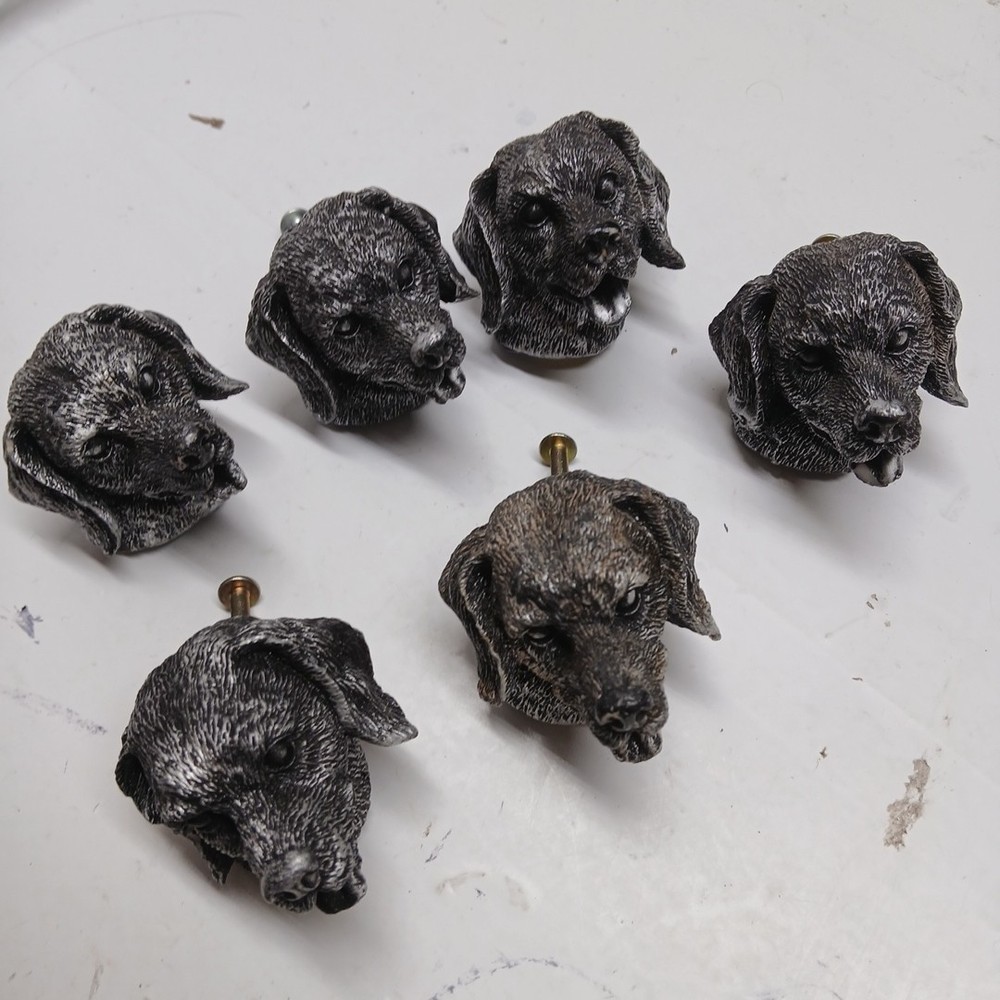 Resin Dog Face Shape Pulls Drawer Cabinet Door Handle Knobs 6 pcs