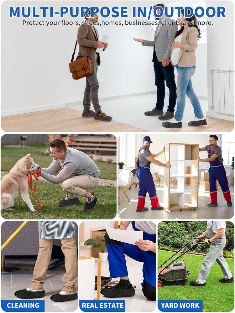 Multi-Use Slip Resistant Boot Covers, 50 Pack - Protect Floors & Shoes