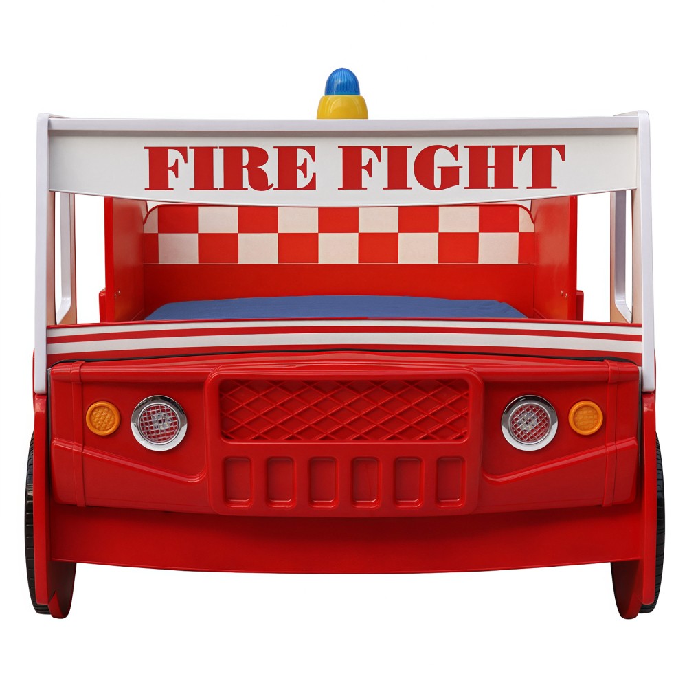 Kids Fire Truck Bed with LED Lights - Solid Built & Kid-Friendly Design