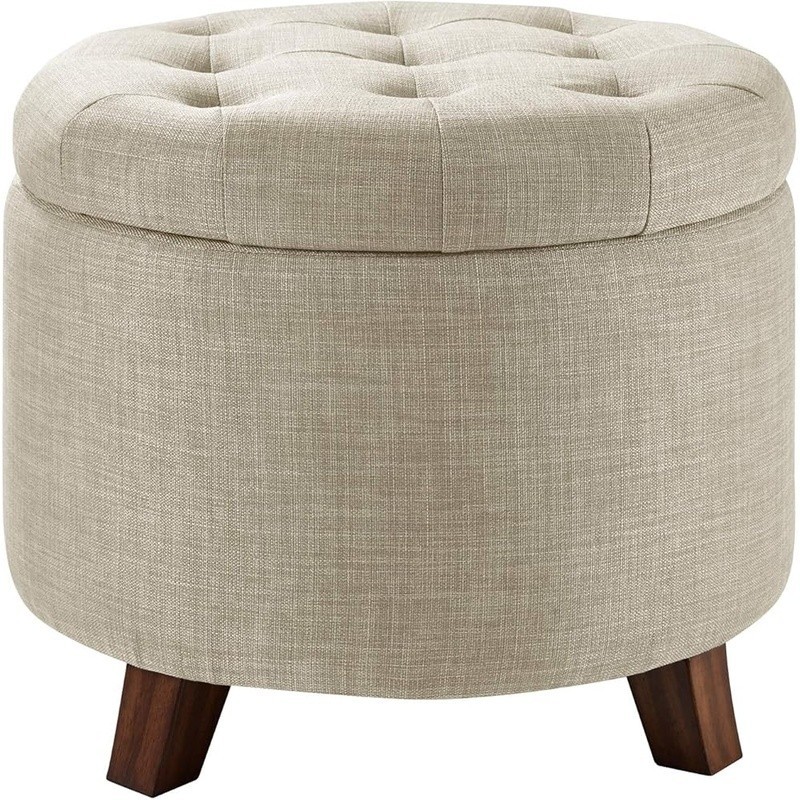 Storage Ottoman Foot Rest Upholstered Stool Wood Frame Comfortable Accent Piece