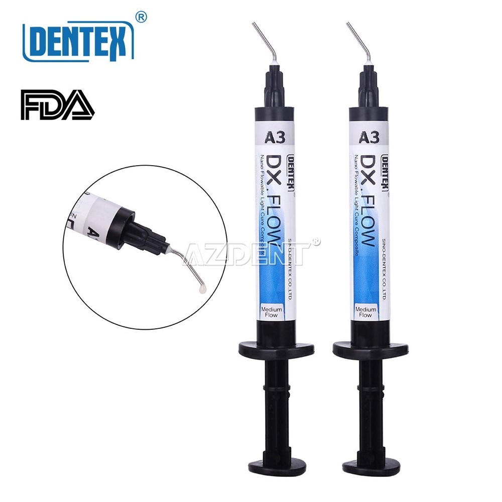 10X DX.FLOW Dental Light Cure Flowable Composite Resin A3 Medium Flow 3g/Syringe