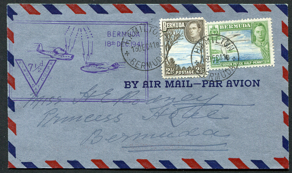 BERMUDA (23459): FIRST FLIGHT COVER/postmark/cancels 1941