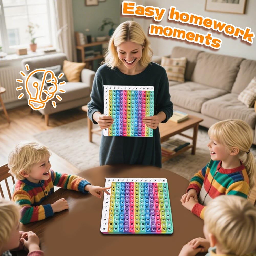 ​Multiplication Table Game Rainbow Learning Mat 12x12, Educational Math Chart...