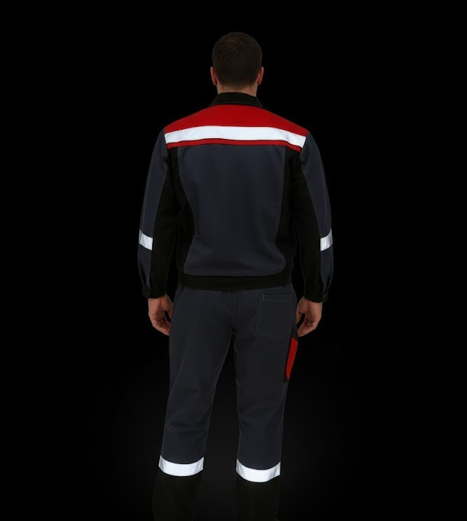 Work Jacket Pants Set Reflective Strip Work Uniform High Visibility Workwear Set
