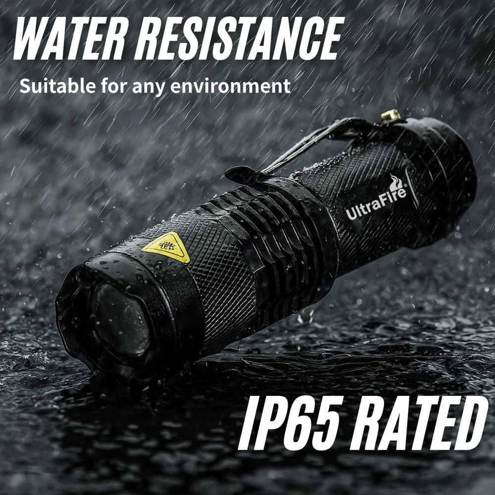 3 Pack Mini Flashlights Focus Adjustable SK68 Single Mode Tactical LED Flashligh