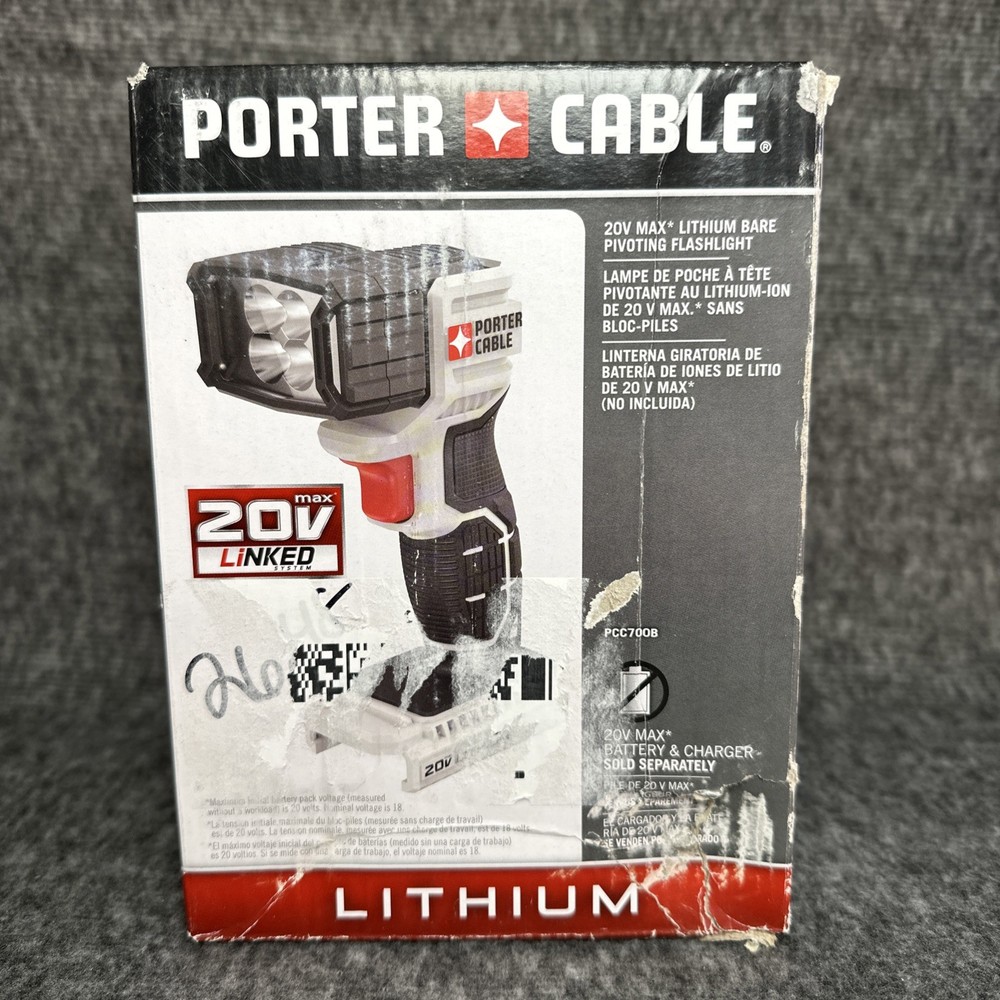 Porter Cable 20V Max Lithium Pivoting Flashlight (Tool Only) SEALED PCC700