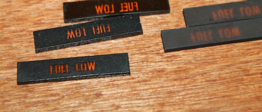 Fuel Low Plastic Placard *Sale for 1*