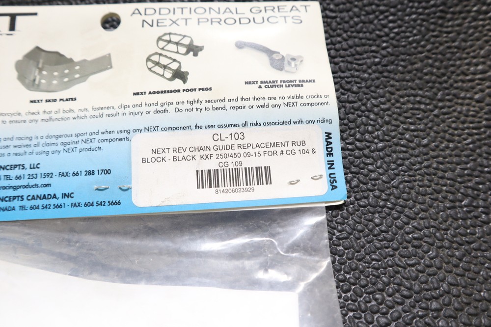 NEXT COMPONENTS SLIK CHAIN GUIDE SLIDE REMPLACEMENT BLOCK BLACK CL-103