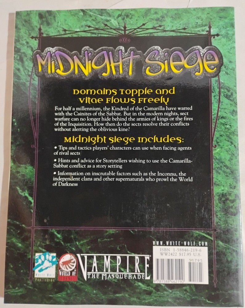 Midnight Siege Vampire The Masquerade RPG Sourcebook White Wolf 2001