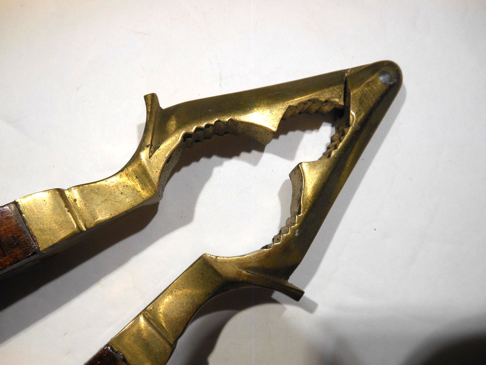 Vintage Brass Nutcracker With Engraved Wood Handle 7" Long