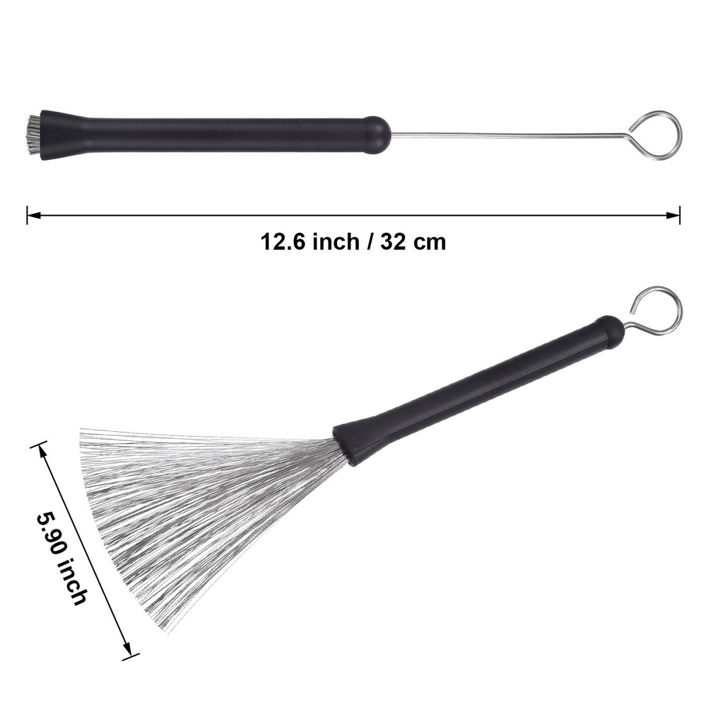 Pangda 1 Pair Drum Brushes Retractable Wire Drums Sticks Black
