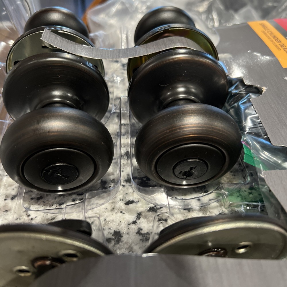 Two Keyed Knobs and Two Keyed One Side Deadbolts - with Pin