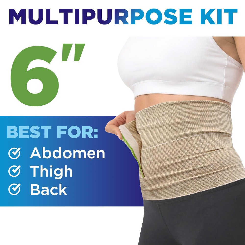 Premium Elastic Bandage Wrap - 6” (5pk) - Strong Compression - 5 Pack, Beige