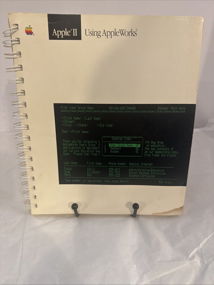 Vintage 1986 Apple II Using AppleWorks Tutorial Book Manual RARE HTF