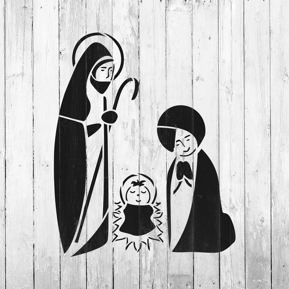 Retro Nativity Stencil - Durable & Reusable Mylar Stencils