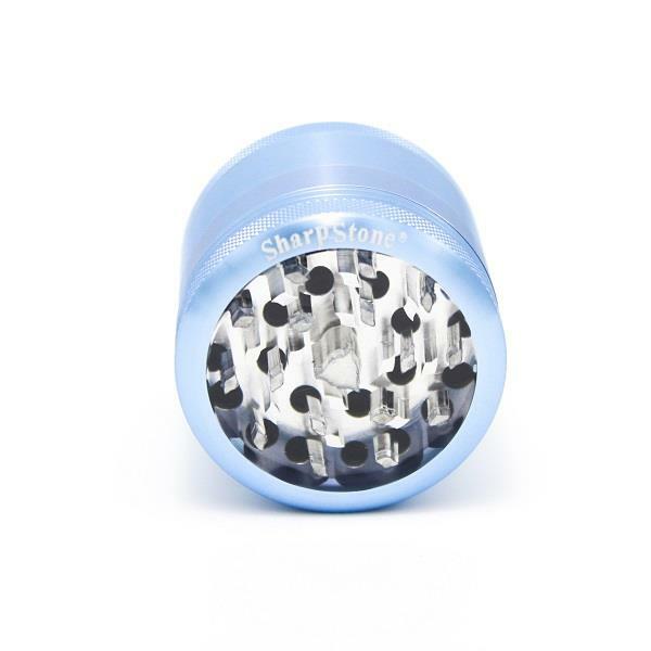 SharpStone CLEAR TOP 4 Piece LARGE 2.5” Herb / Spice Grinder BLUE AUTHENTIC