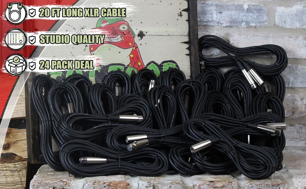 20FT XLR Microphone Cables (24 PACK) | FAT TOAD Studio Music Recording Extension