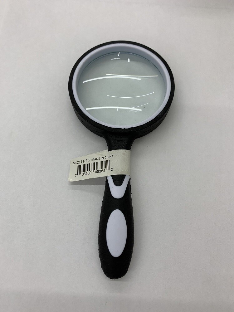 3x - 2 1/2"  Rubberized Handheld Glass Magnifier - White