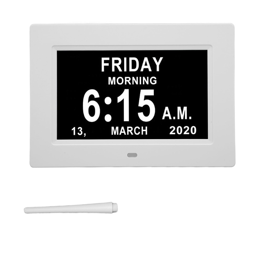 7in Digital Day Clock Auto Dimmable Non Abbreviated Electronic Day Clock For EU