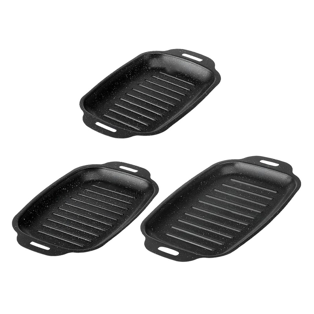 Barbecue Grill Plate Frying Pan Versatile Cookware Black Practical Rectangular
