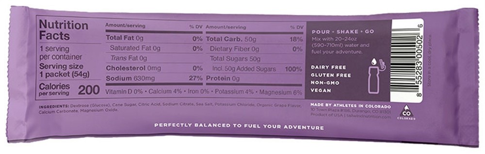 Tailwind Endurance Fuel Grape - Box of 12 Single Servings