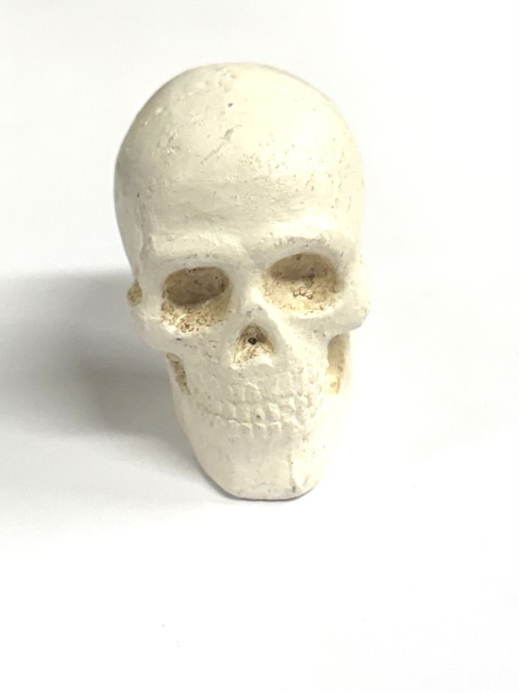 vintage skull Small head Chalkware 1 5/8” White