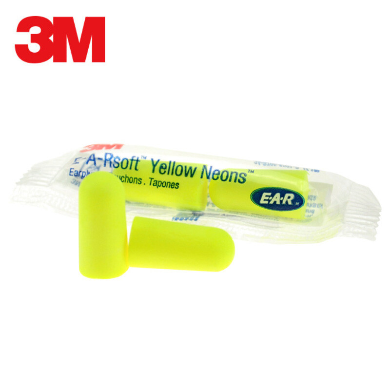 3M Ear Plugs E-A-Rsoft Noise Reduction 33dB Yellow Neon Foam One Use PACKSIZE