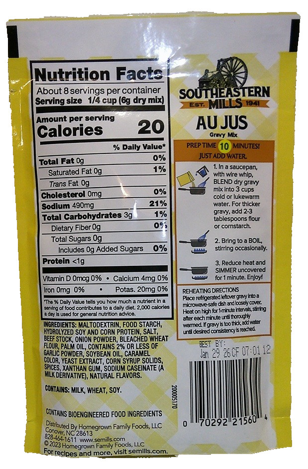 BUNDLE! (24) Southeastern Mills Au Jus Gravy Mix Packets - FREE Ship!