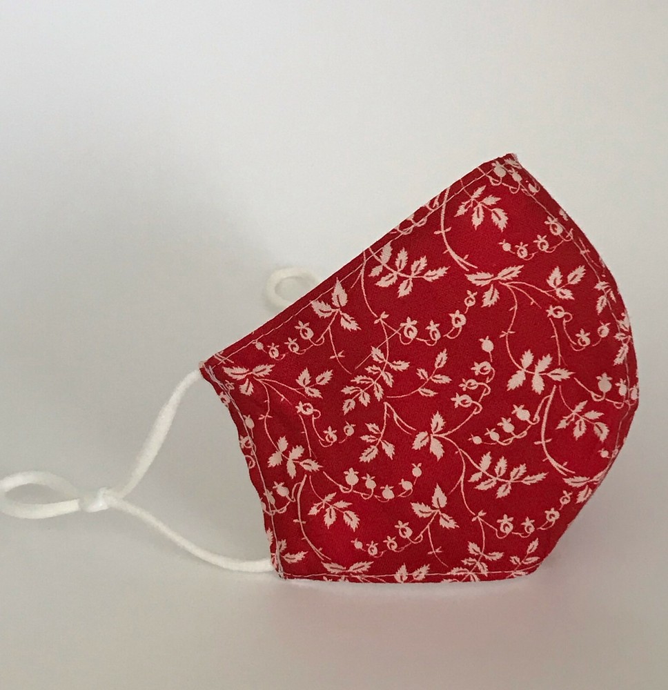 Face Mask 3 Layers - Red - Reusable & washable with filter pocket