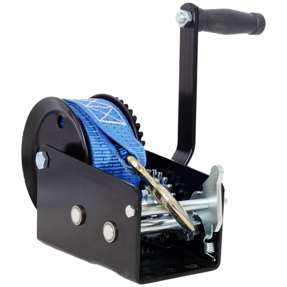 2000LB Hand Winch with Two-Way Ratchet & 26FT Strap for Towing