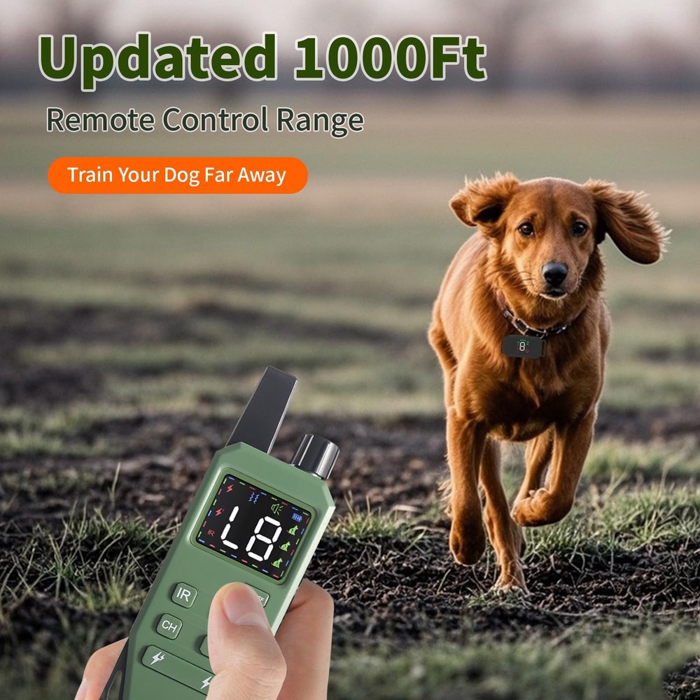 Dog Shock Collar -1300FT Dog Training Collar with Remote, 4 Training Modes - ...