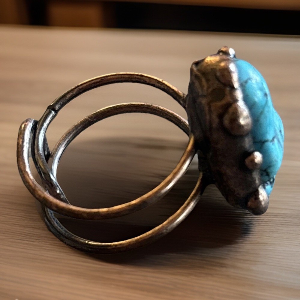 Turquoise Ring Adjustable Copper - IRREGULAR CUT NATURAL